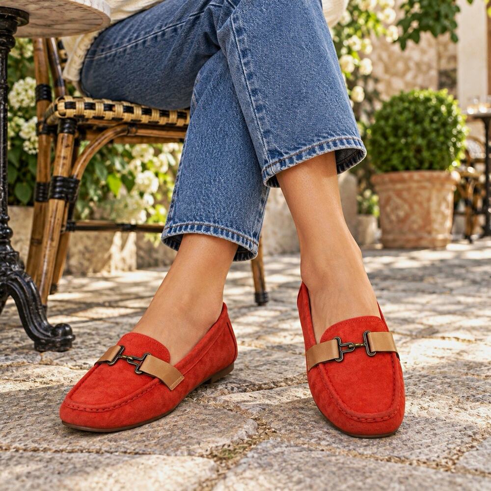 UGG Aven Loafers Womens 9 Orange Suede Horsebit Driving Moccasins 1010100
